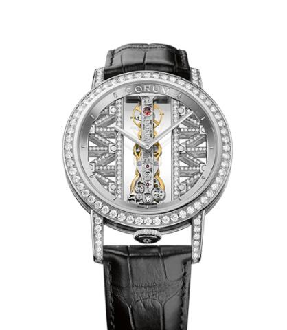 Copy Corum Golden Bridge 43 White Gold Diamonds Watch B113/03043 - 113.901.69/0F01 GG69G